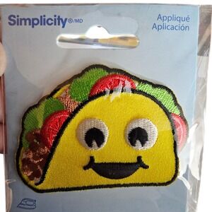 Simplicity Taco Emoji Embroidered Iron On Applique Patch Food 1939817001 New